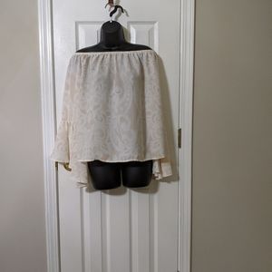 Flutter sleeve off the shoulder pink top